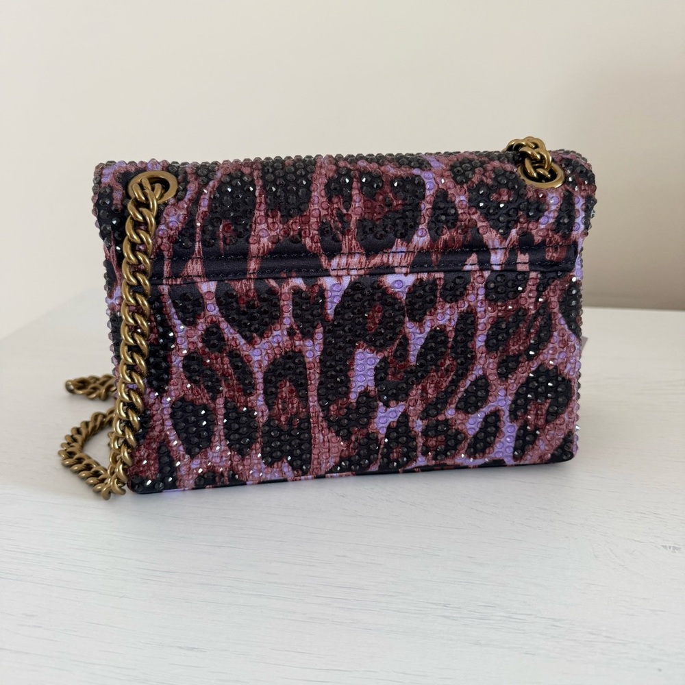 Kurt Geiger Purple Leopard Crystal Satin Brixton Bag - Picture 6 of 14